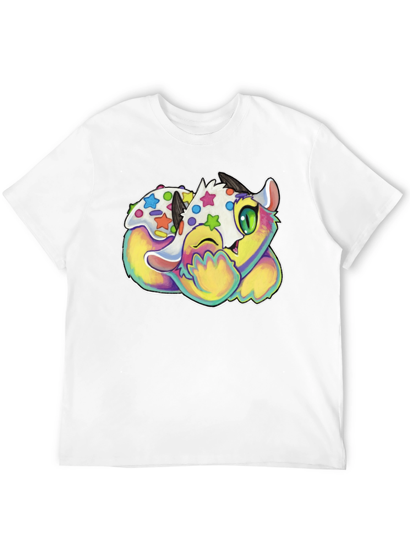 Cute Cartoon Monster Graphic Black T-Shirt