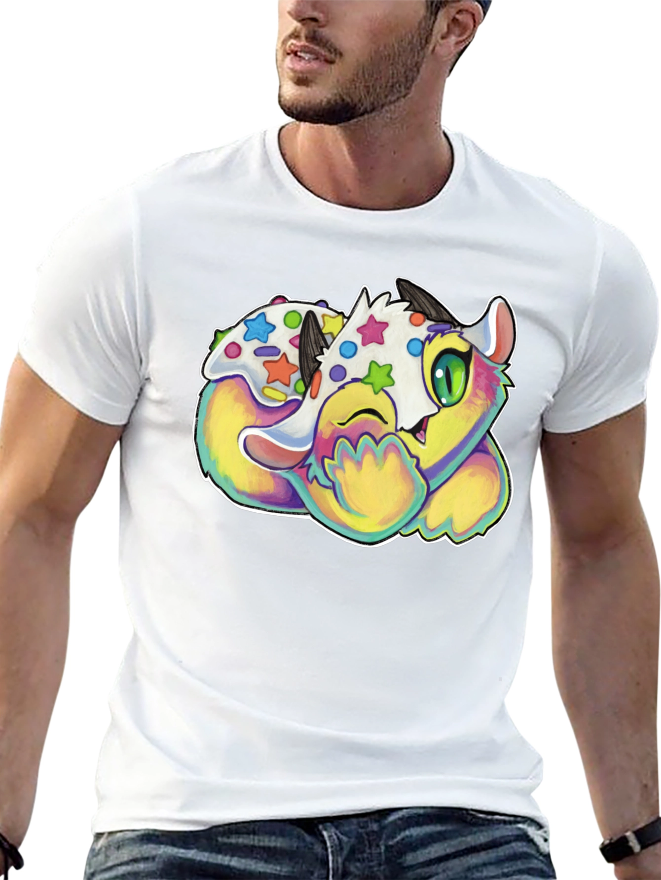 Cute Cartoon Monster Graphic Black T-Shirt