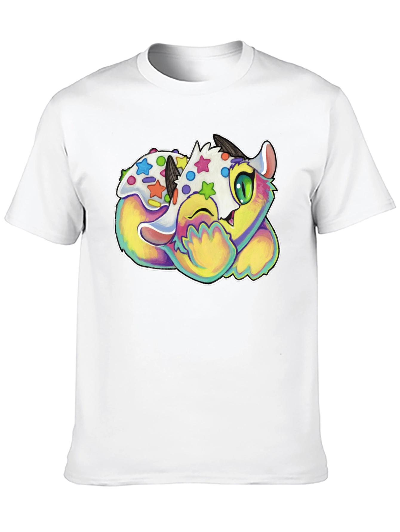 Cute Cartoon Monster Graphic Black T-Shirt
