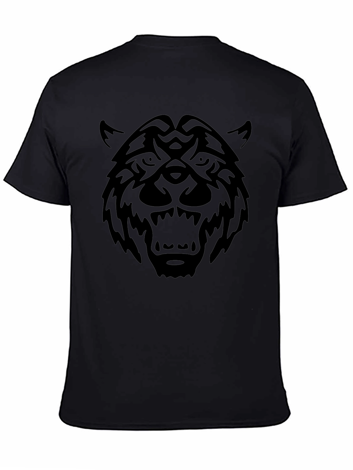 Tribal Wolf Graphic Black T-Shirt