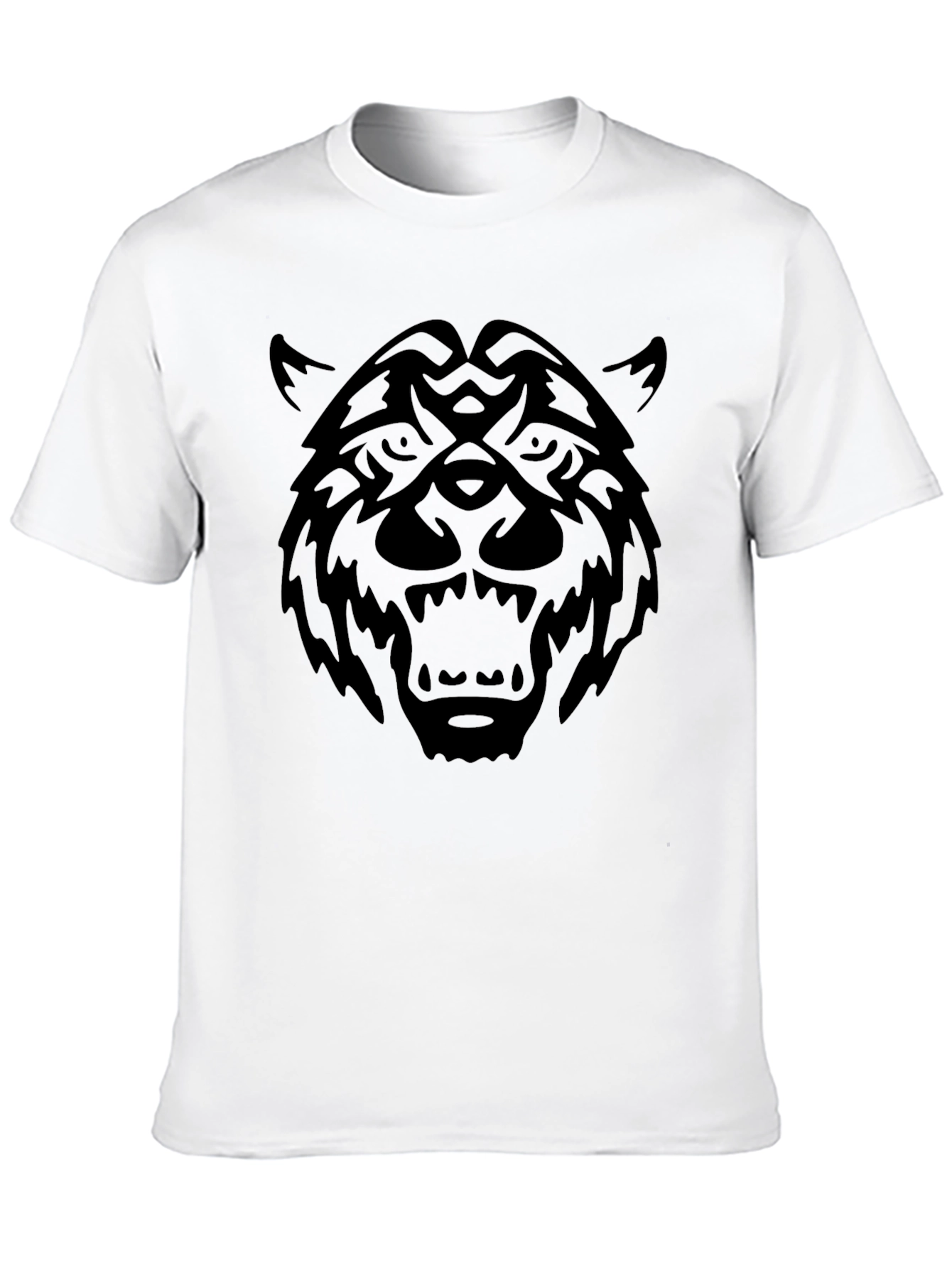 Tribal Wolf Graphic Black T-Shirt