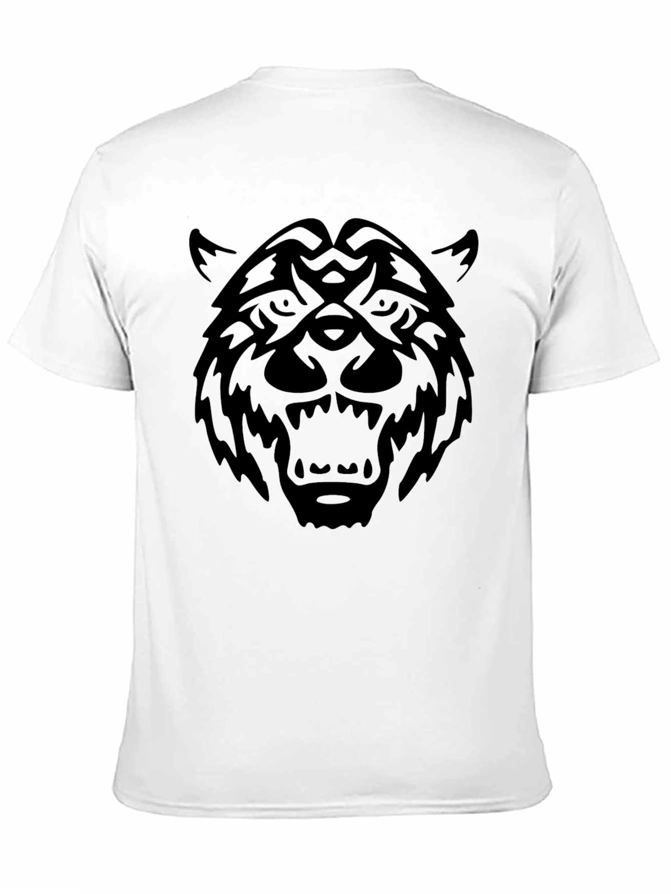 Tribal Wolf Graphic Black T-Shirt