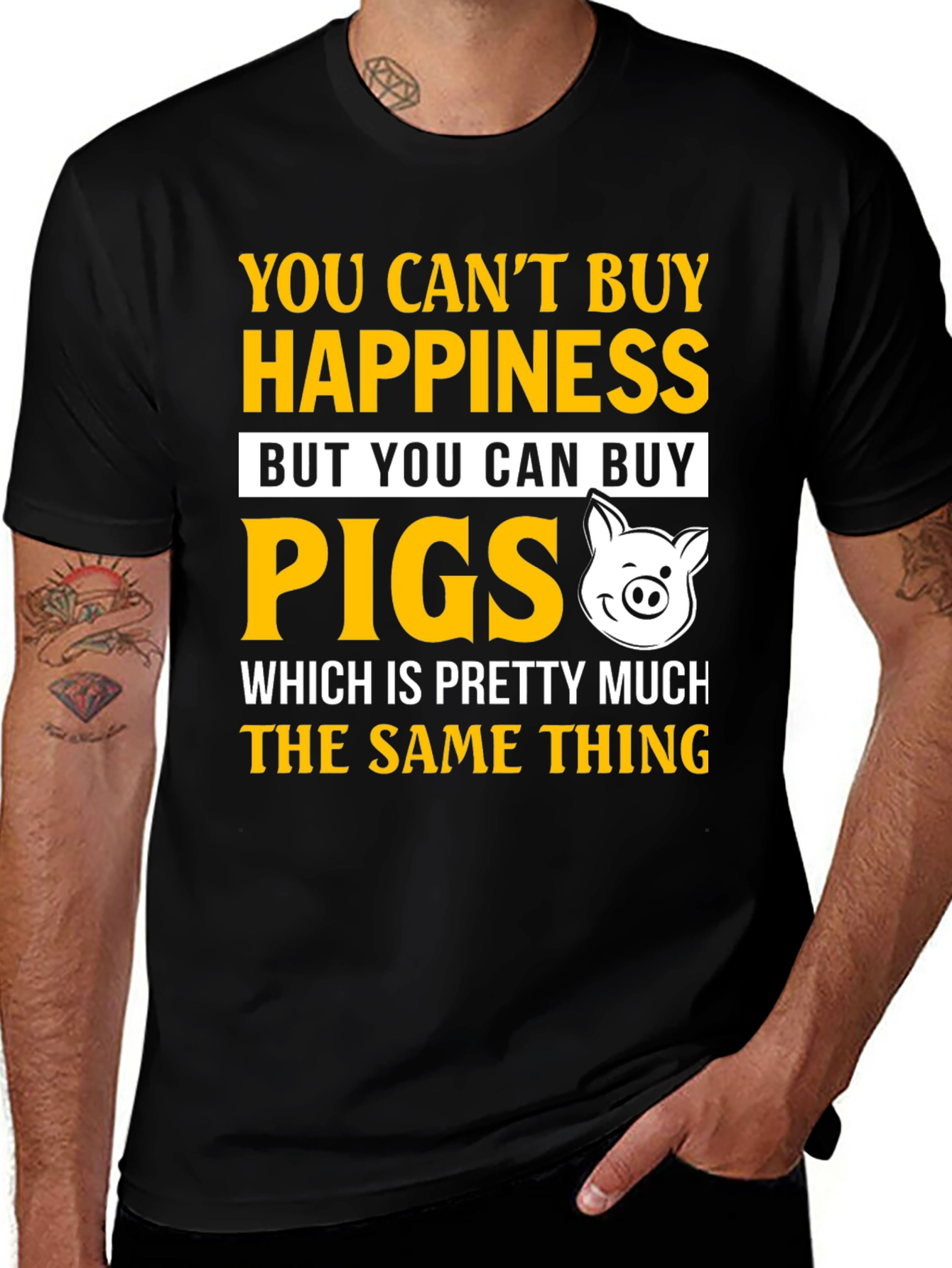 Funny Pig Lover T-Shirt: Happiness Is Pigs!