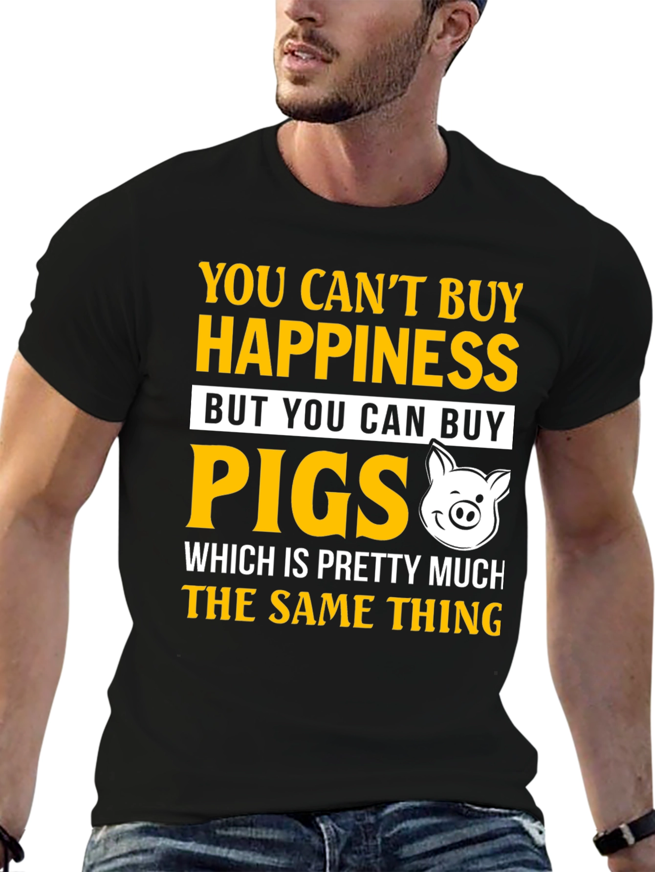 Funny Pig Lover T-Shirt: Happiness Is Pigs!
