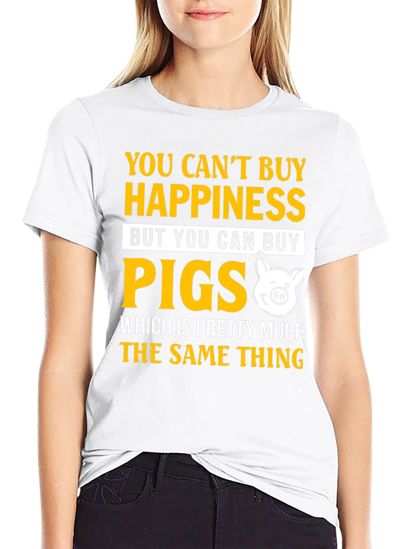 Funny Pig Lover T-Shirt: Happiness Is Pigs!