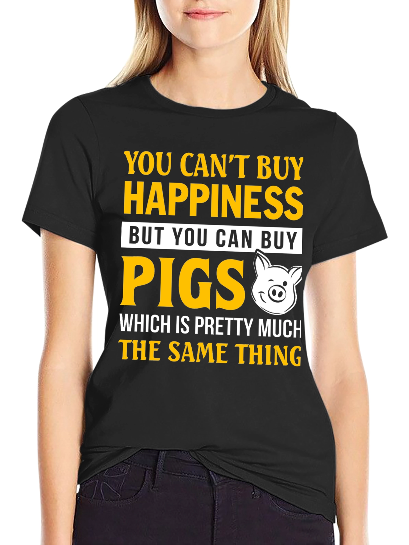Funny Pig Lover T-Shirt: Happiness Is Pigs!