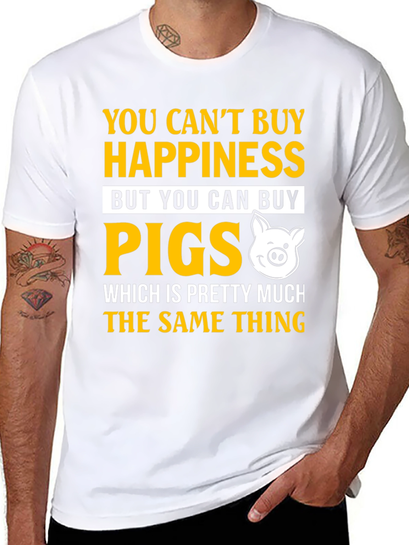 Funny Pig Lover T-Shirt: Happiness Is Pigs!