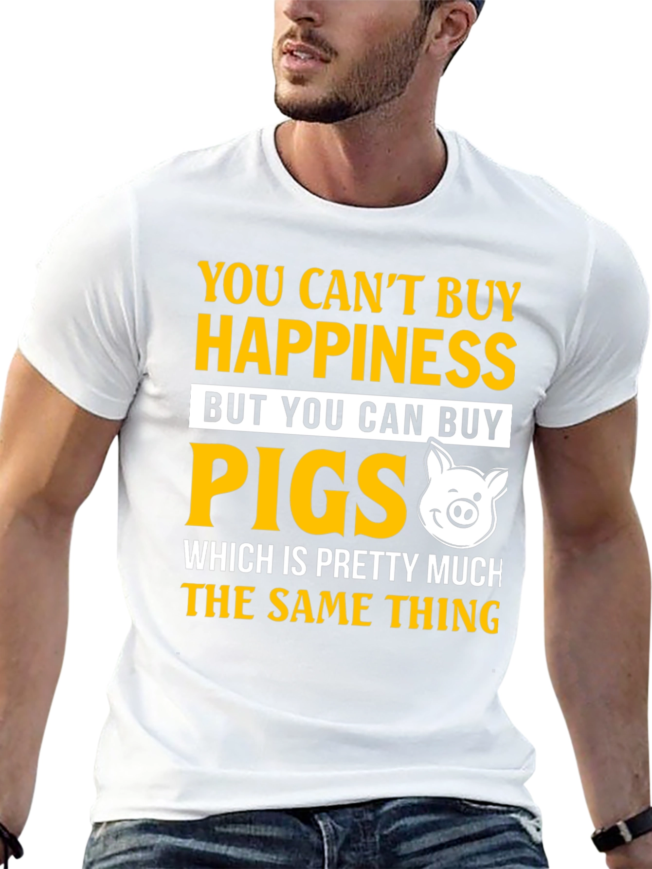 Funny Pig Lover T-Shirt: Happiness Is Pigs!