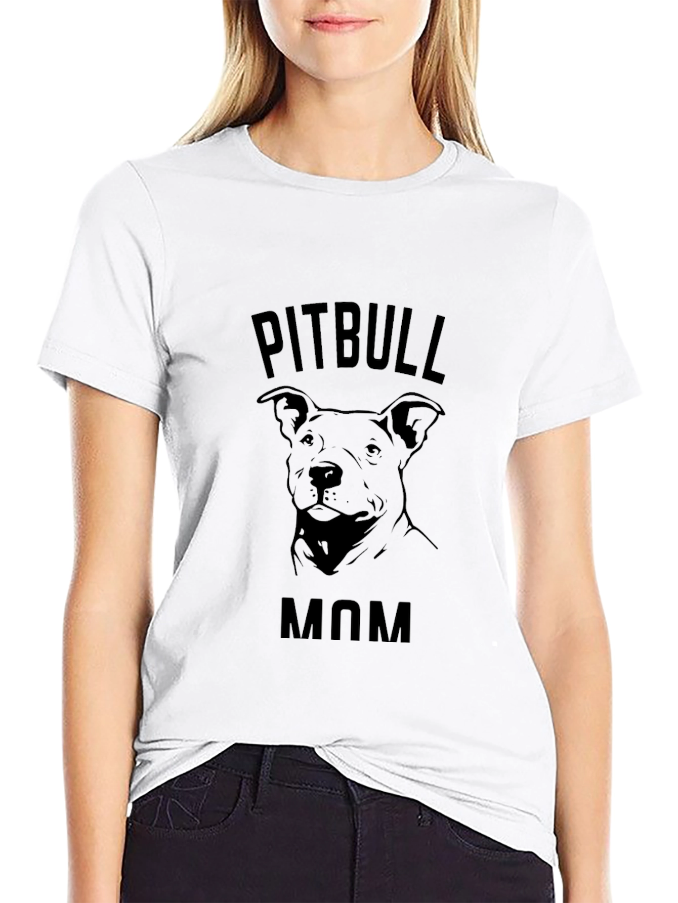 Pitbull Mom Black T-Shirt