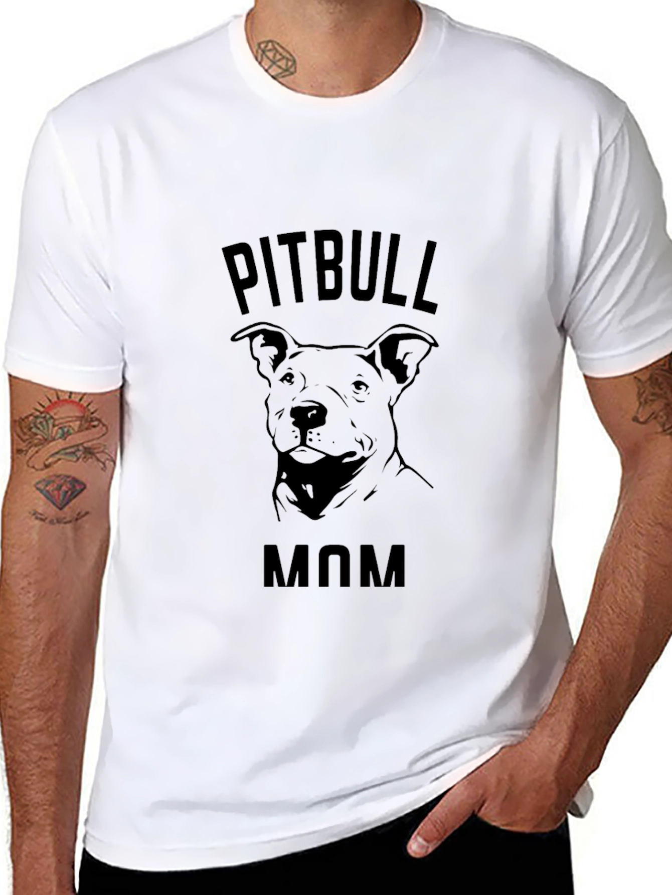Pitbull Mom Black T-Shirt