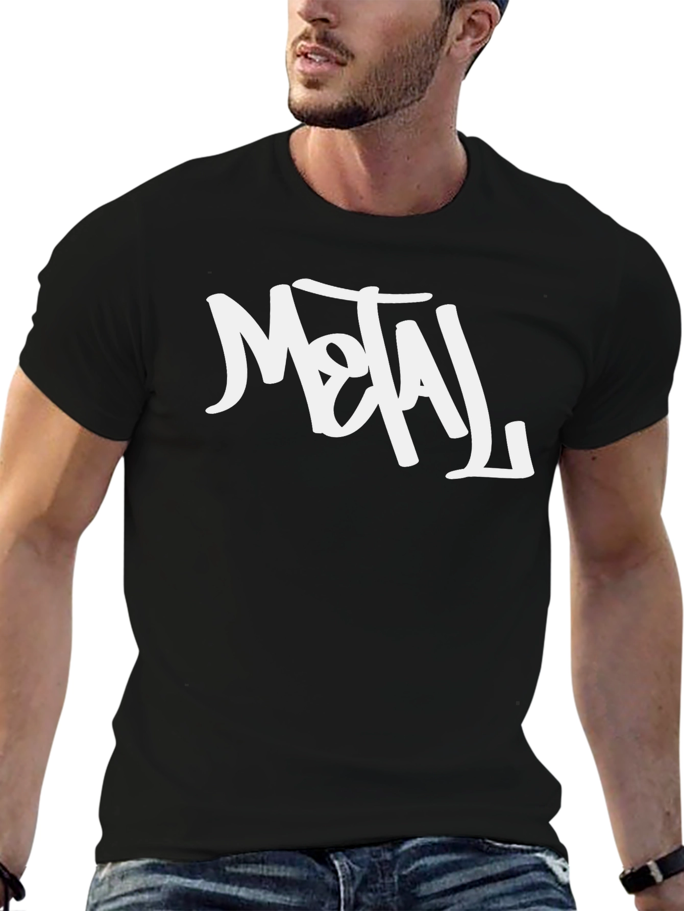 Metal Graphic T-Shirt - Black Crew Neck Tee