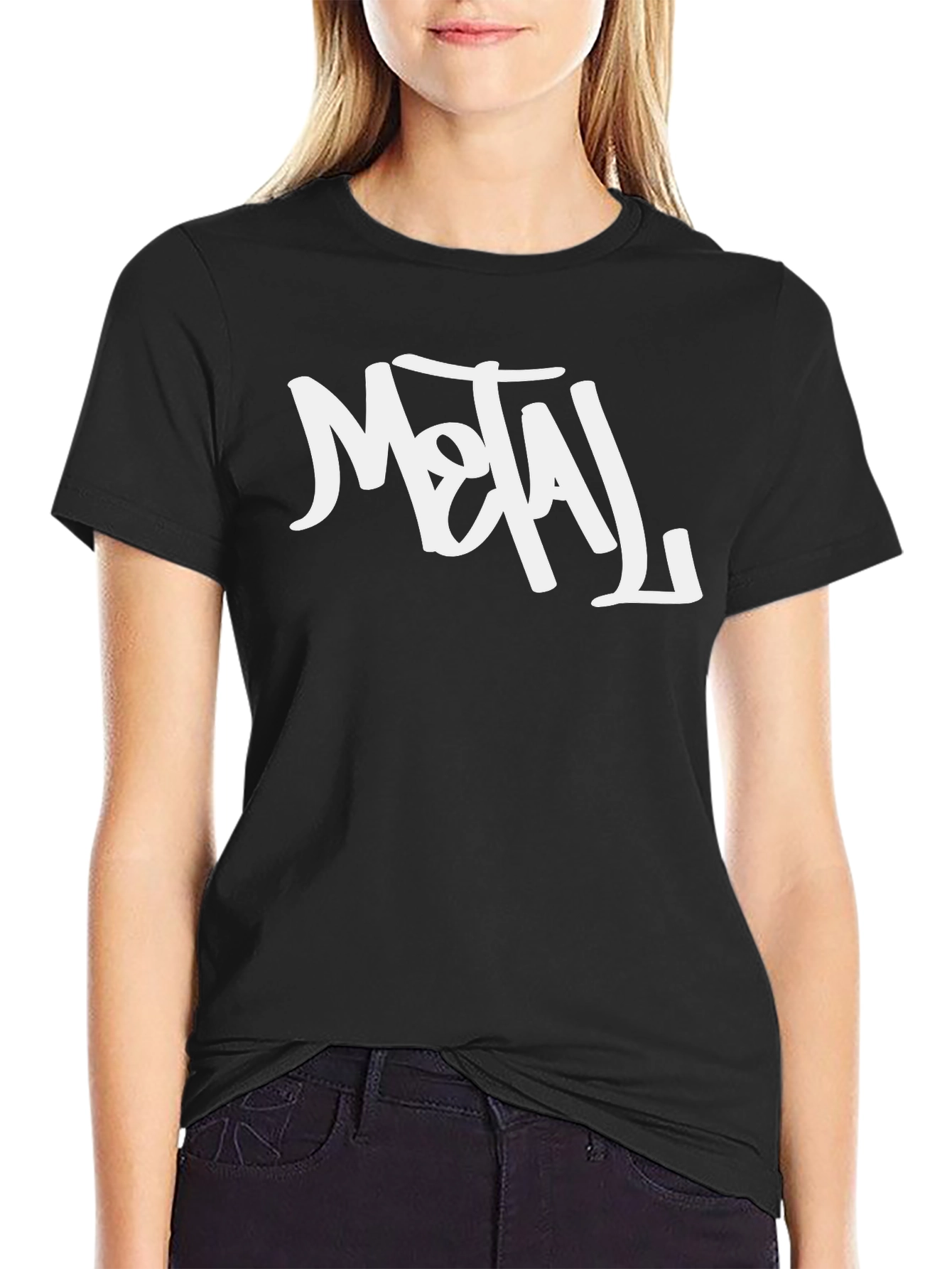Metal Graphic T-Shirt - Black Crew Neck Tee