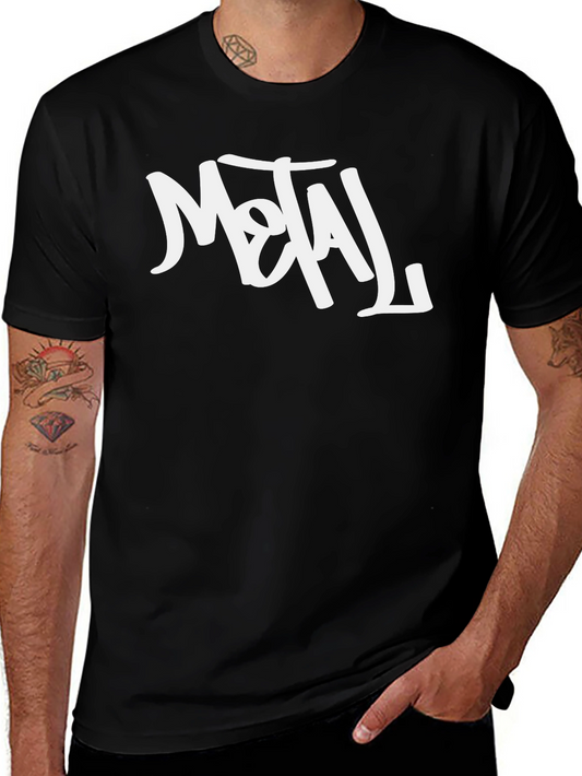 Metal Graphic T-Shirt - Black Crew Neck Tee