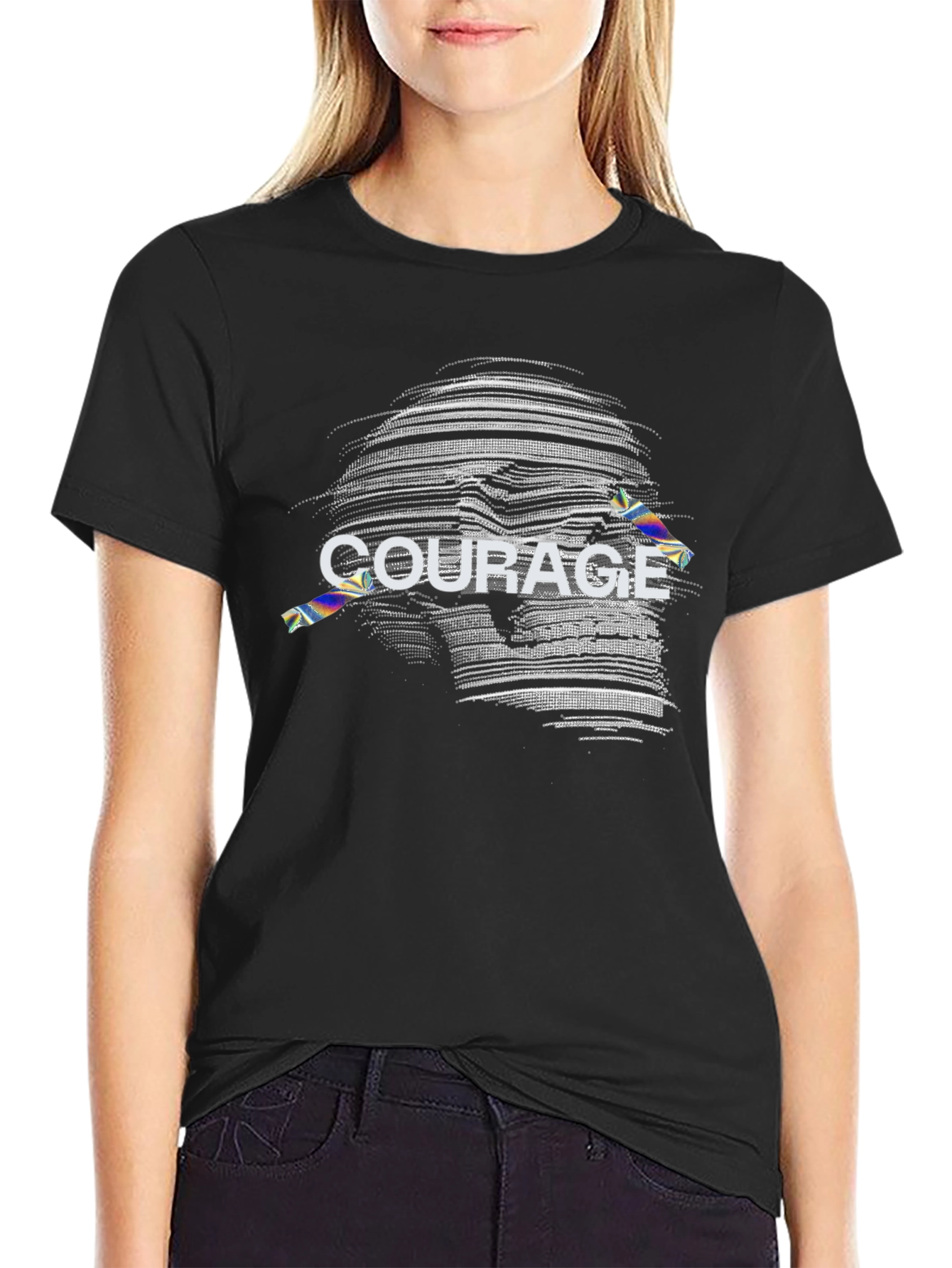 Courage Graphic T-Shirt - Black Cotton Tee
