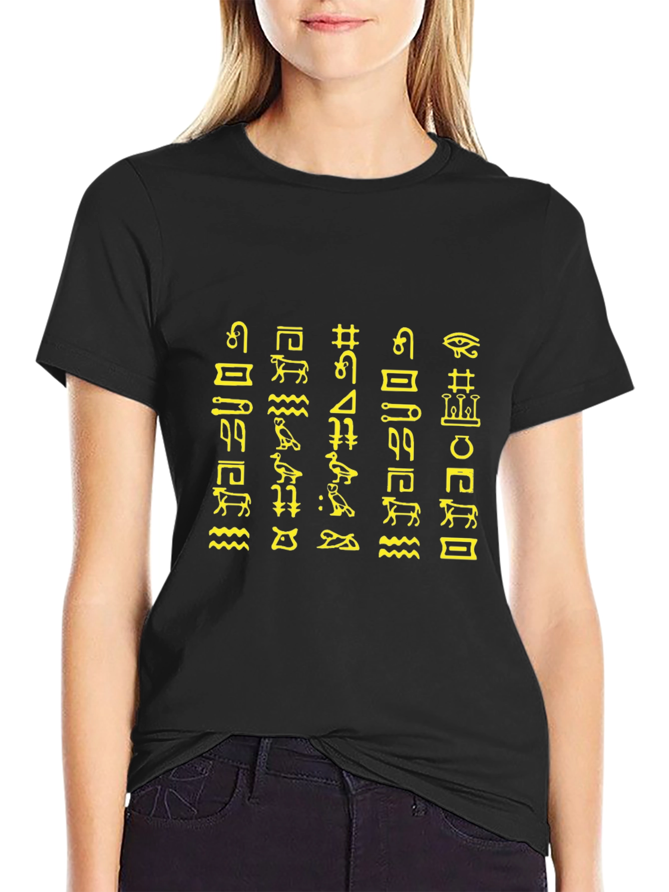Egyptian Hieroglyphs Graphic Tee - Black
