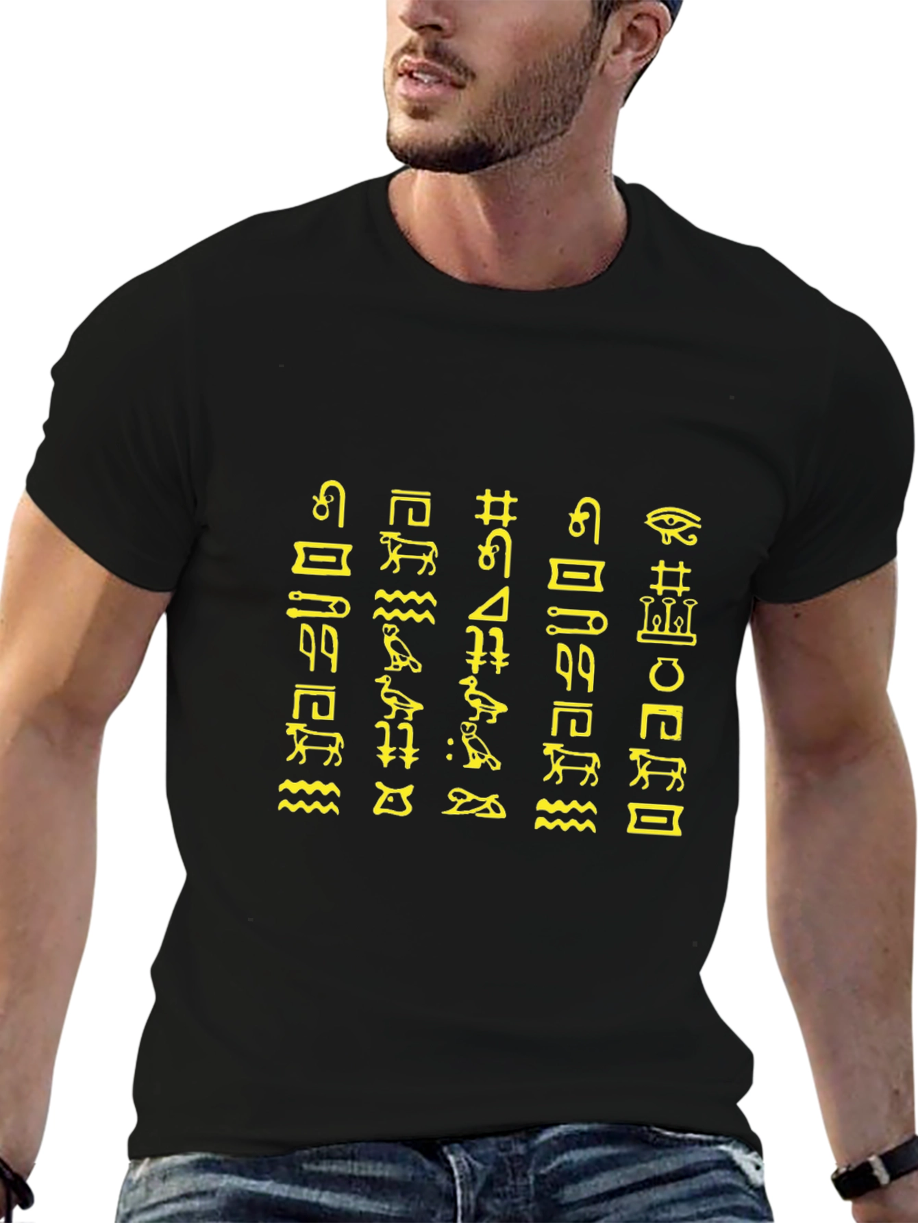 Egyptian Hieroglyphs Graphic Tee - Black
