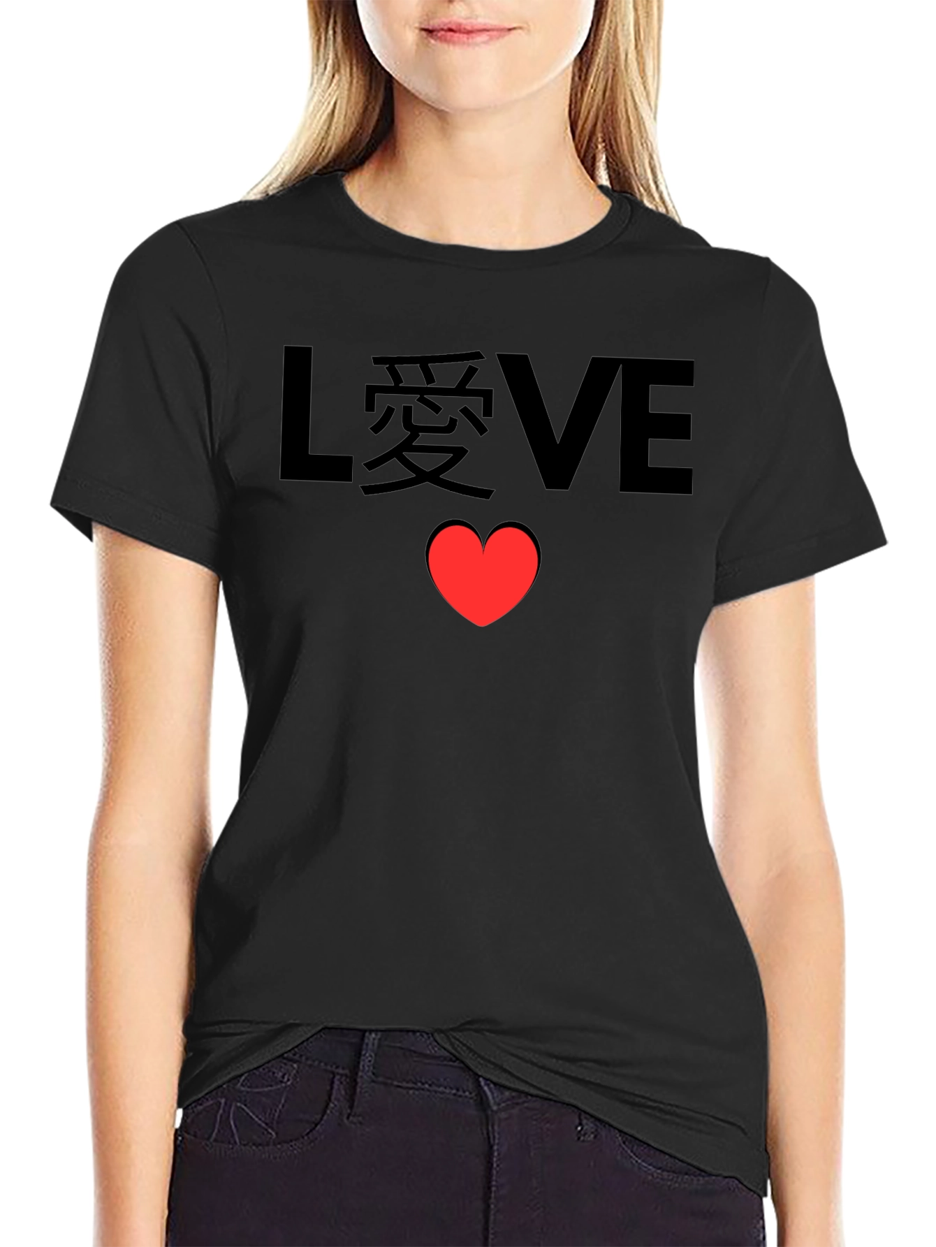LOVE Heart Graphic Black Tee