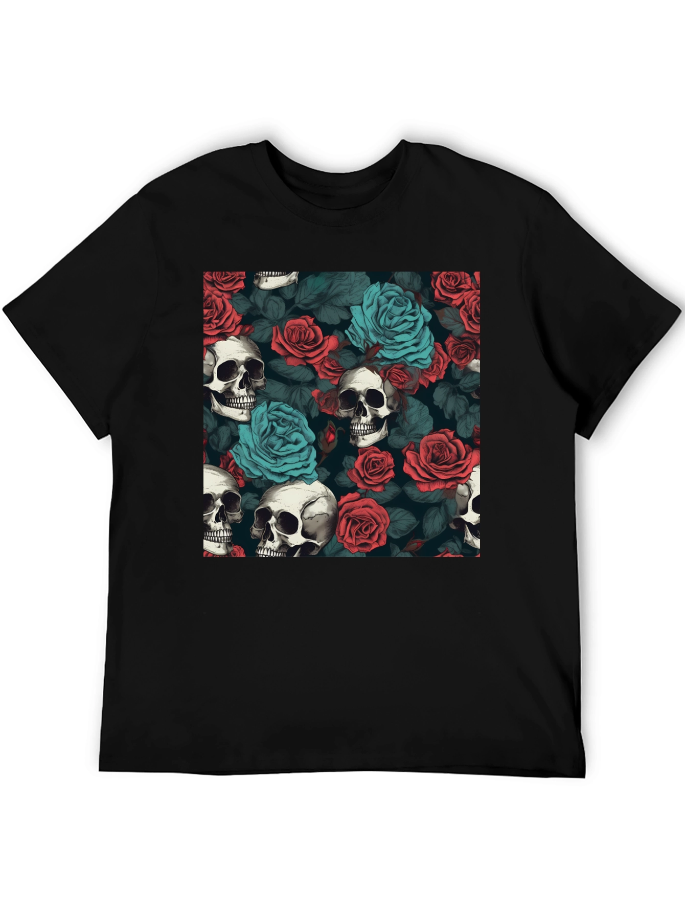 Skull & Rose Graphic Tee - Dark Aesthetic