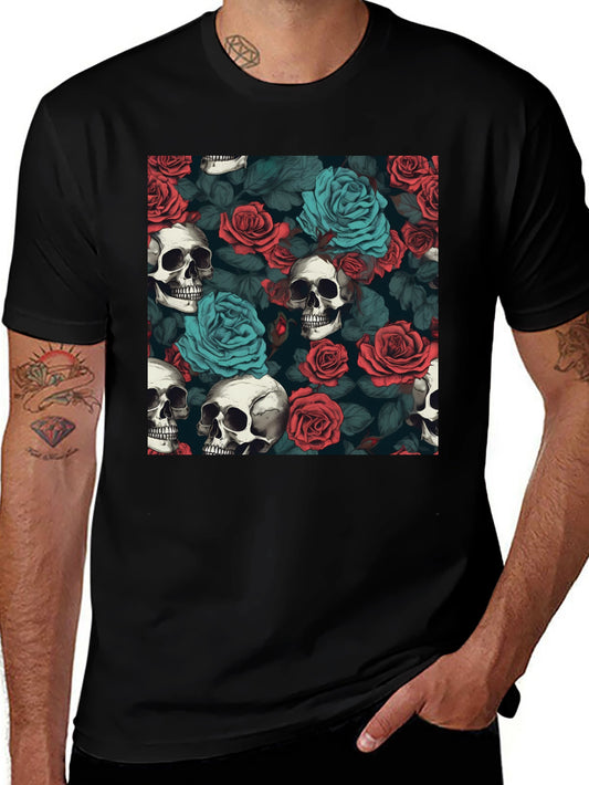 Skull & Rose Graphic Tee - Dark Aesthetic