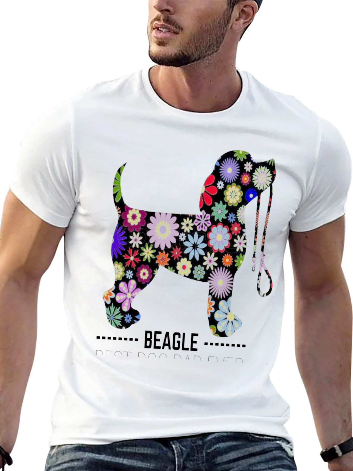 Floral Beagle Dog Graphic T-Shirt