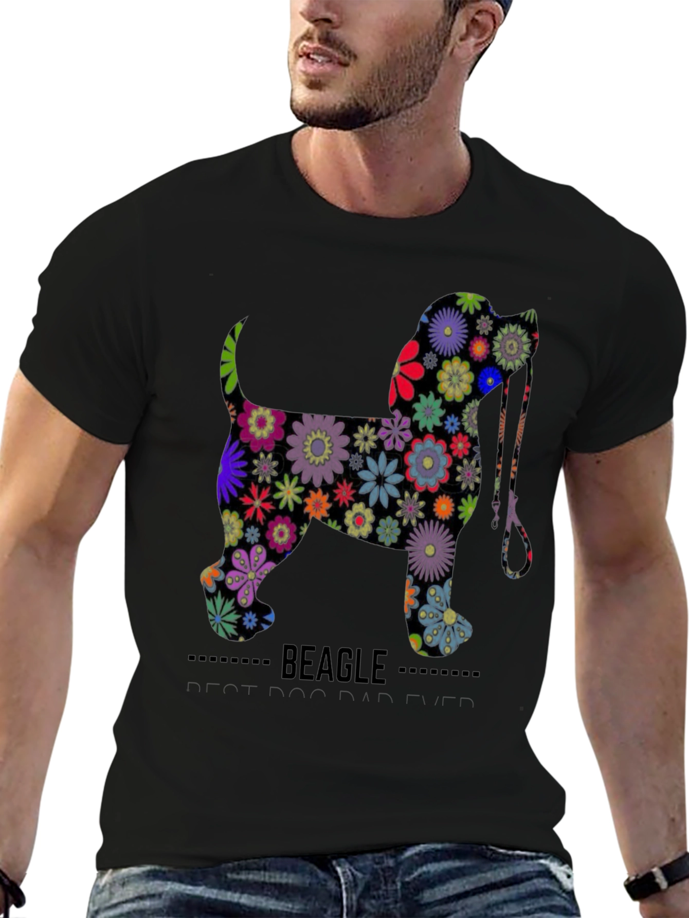 Floral Beagle Dog Graphic T-Shirt
