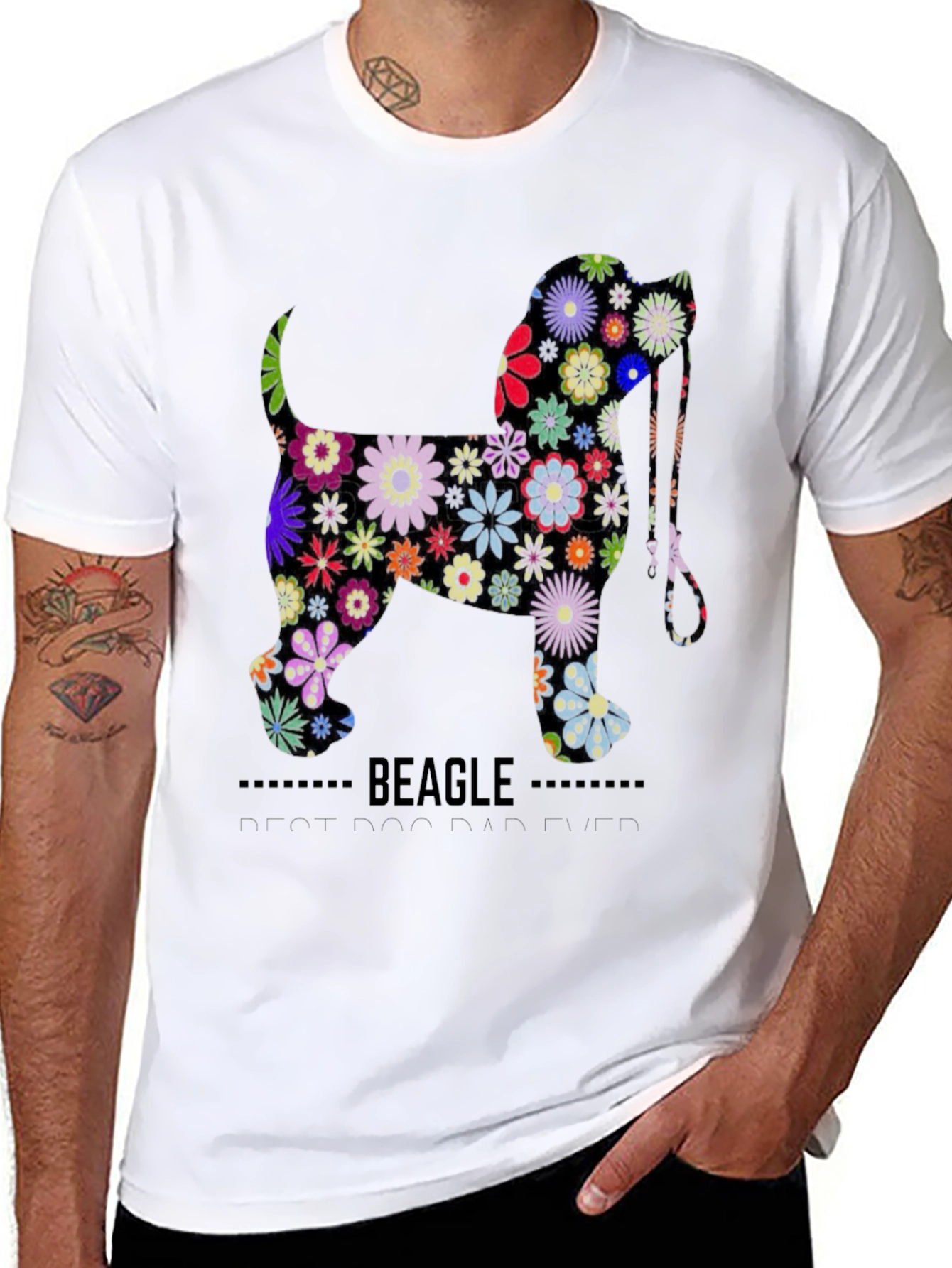 Floral Beagle Dog Graphic T-Shirt