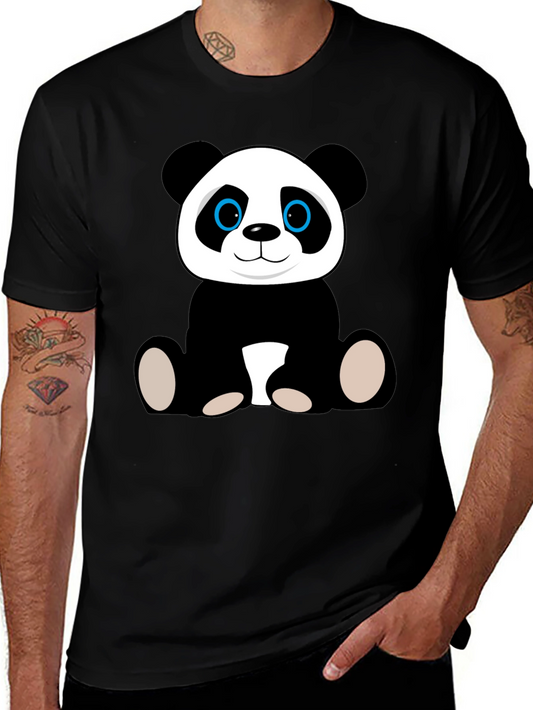 Cute Panda Bear Graphic T-Shirt - Black Cotton Tee