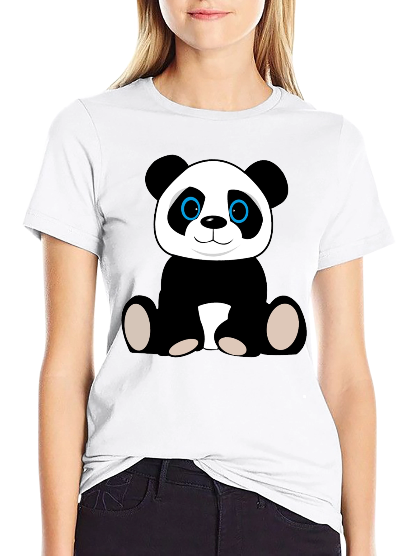Cute Panda Bear Graphic T-Shirt - Black Cotton Tee