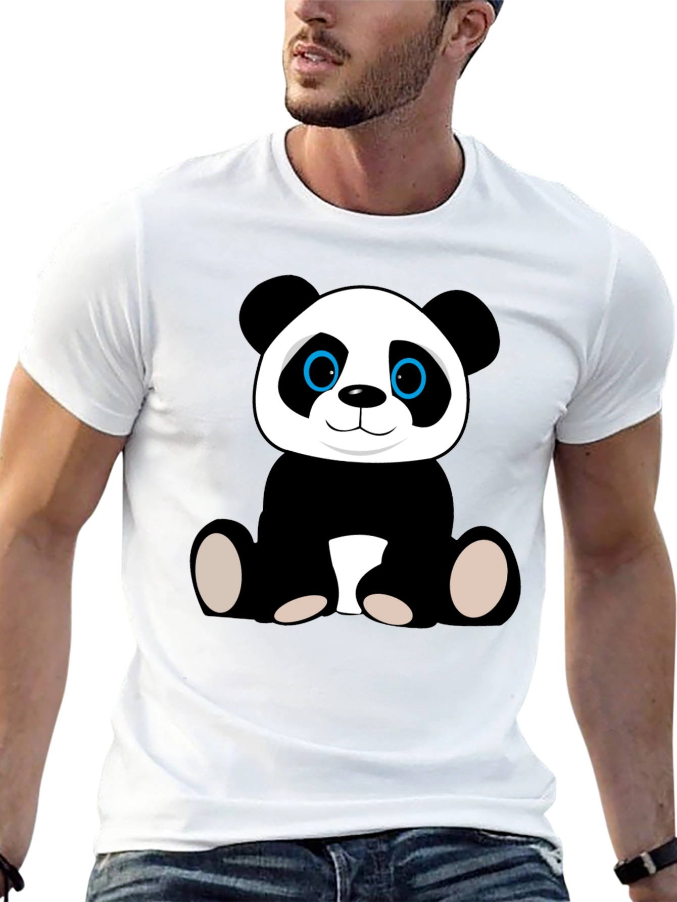 Cute Panda Bear Graphic T-Shirt - Black Cotton Tee