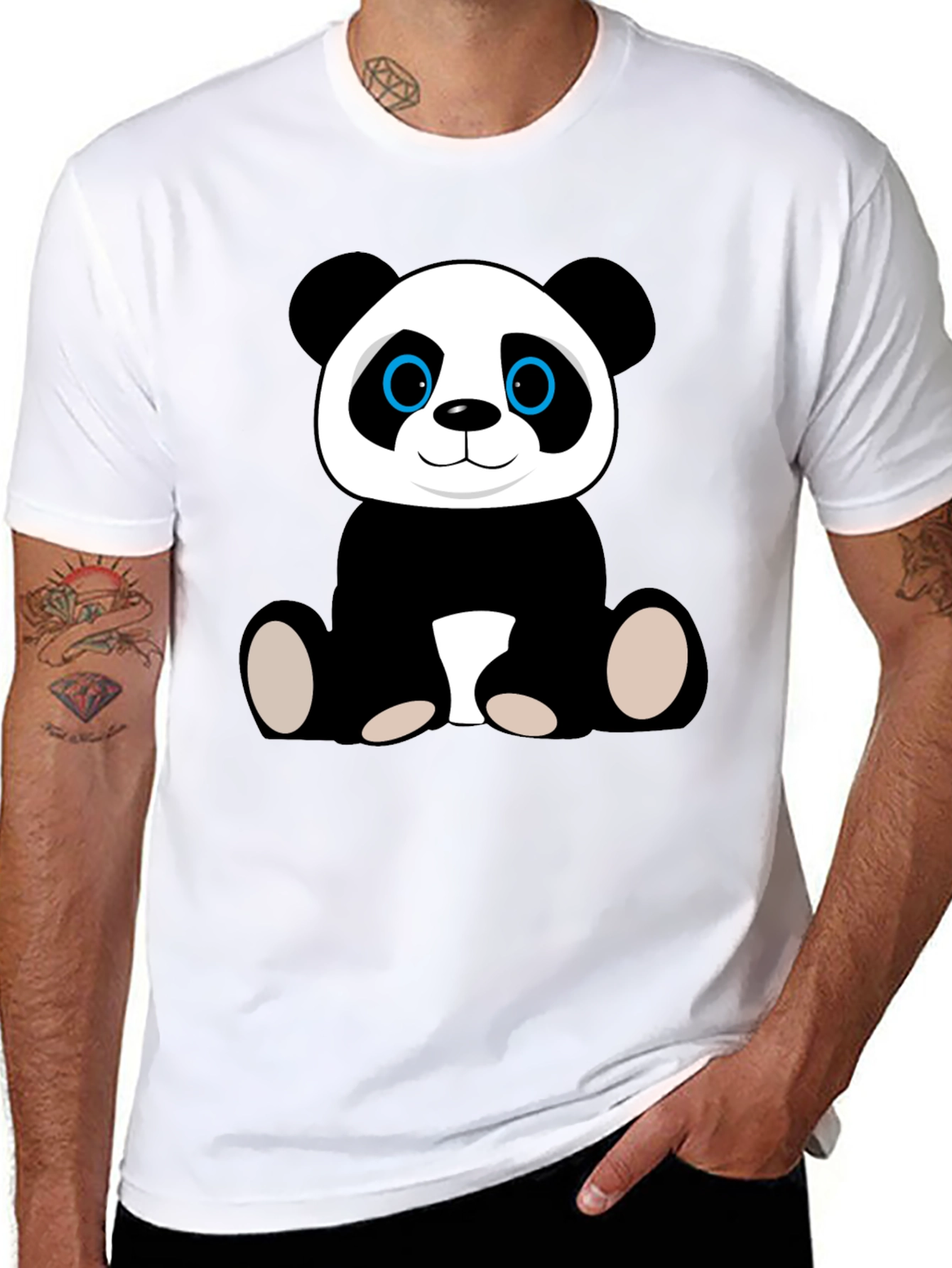 Cute Panda Bear Graphic T-Shirt - Black Cotton Tee