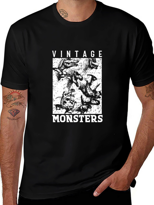 Vintage Monsters Graphic T-Shirt - Black
