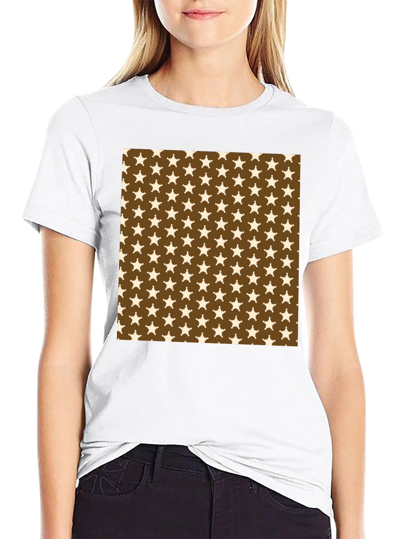 Star Pattern Black T-Shirt