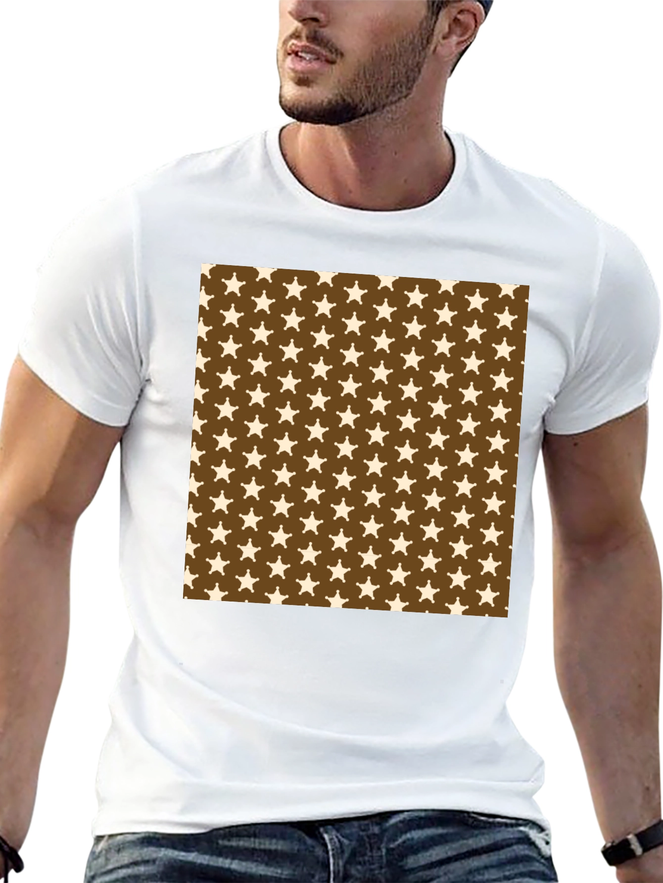 Star Pattern Black T-Shirt