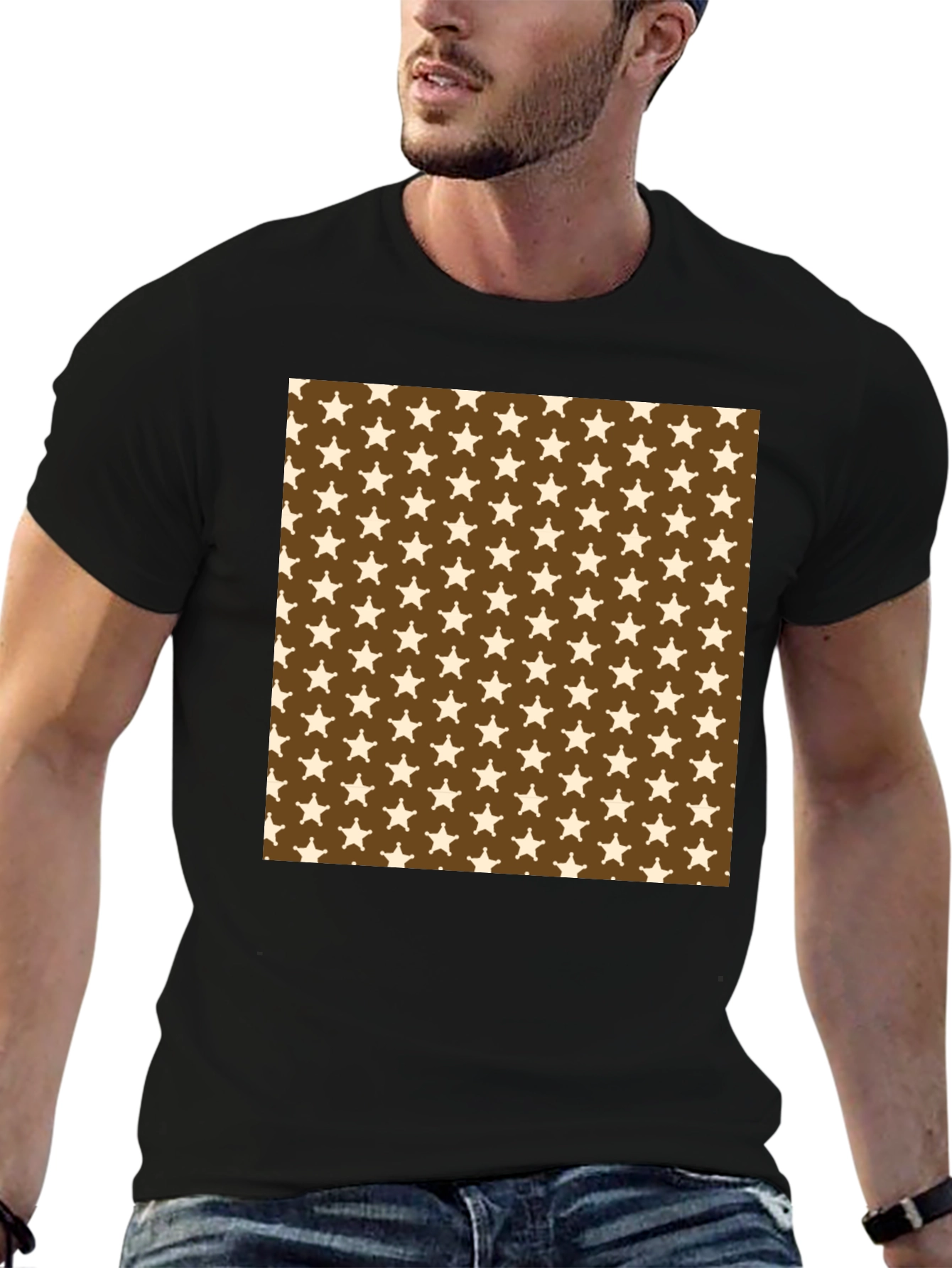 Star Pattern Black T-Shirt