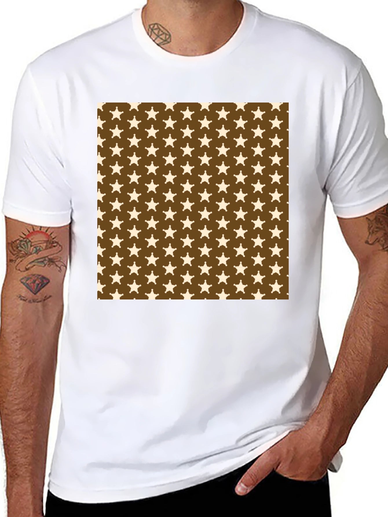 Star Pattern Black T-Shirt