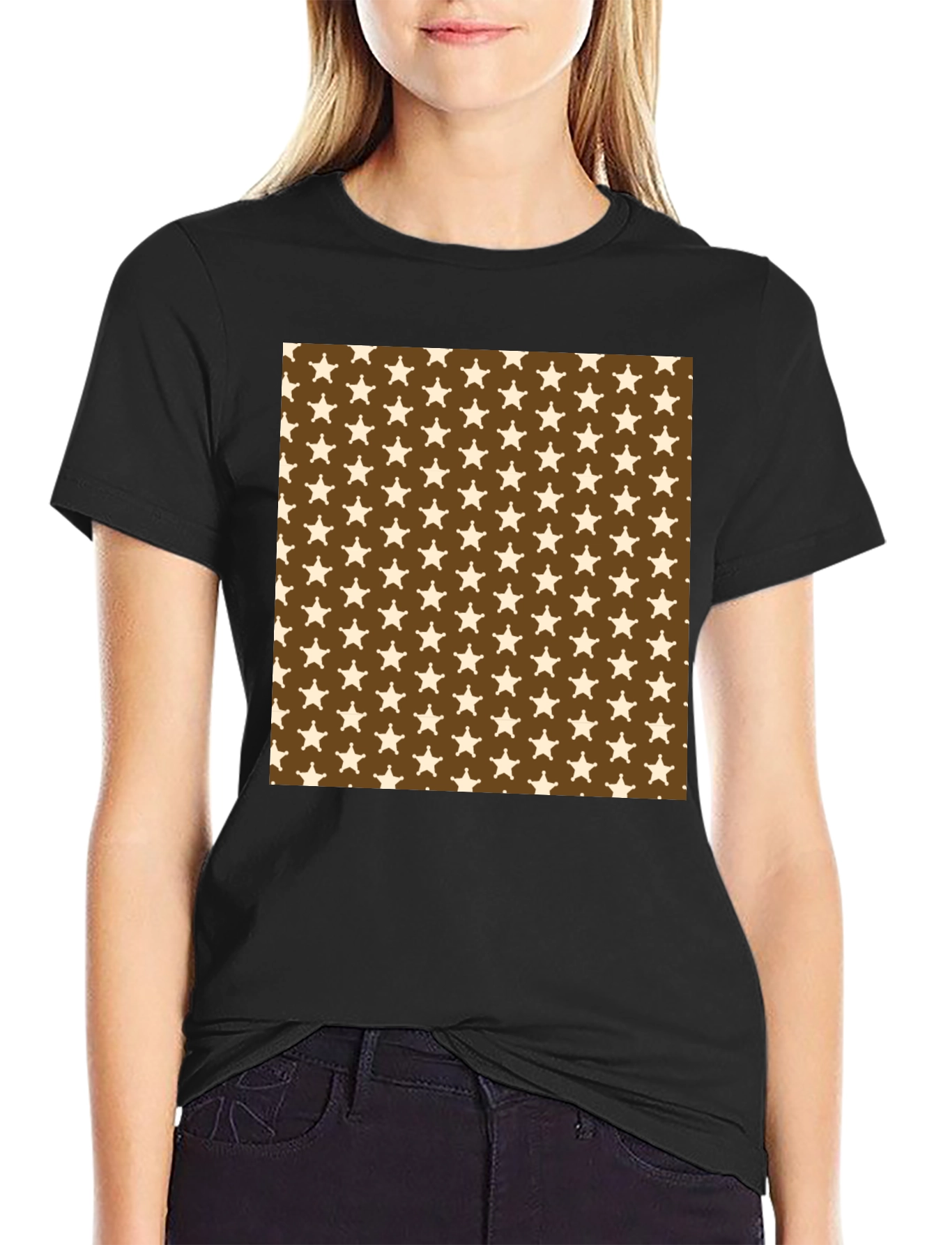 Star Pattern Black T-Shirt