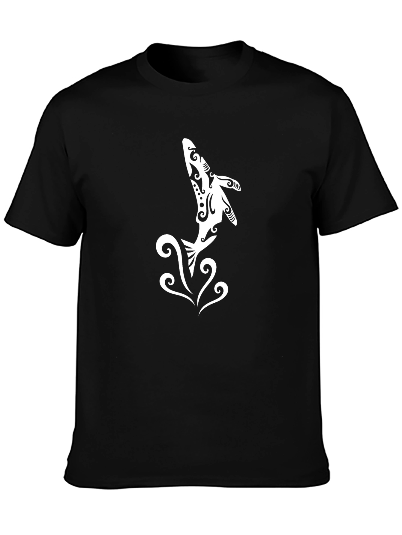 Tribal Dolphin Graphic Black T-Shirt