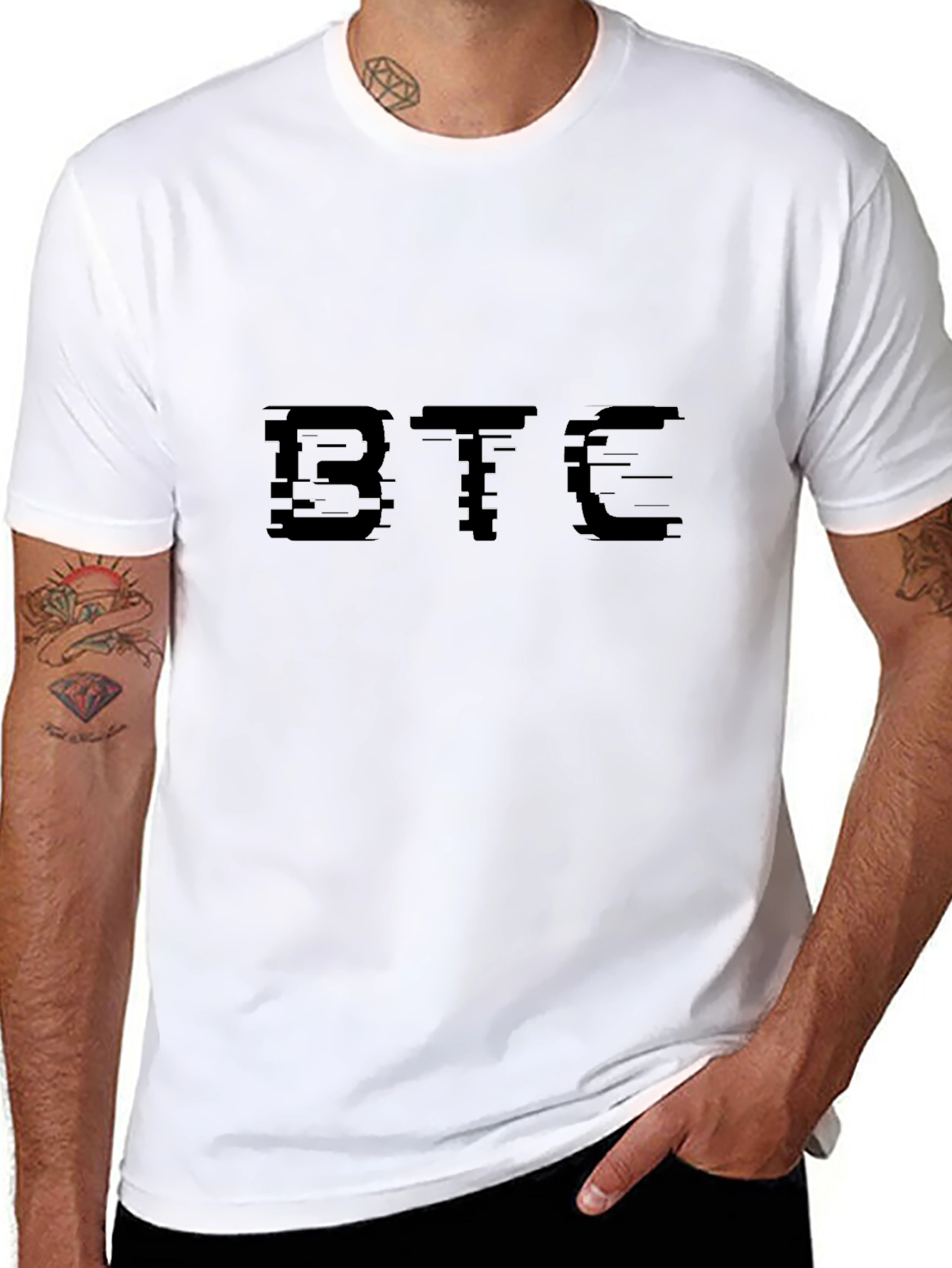 BTC Crypto Glitch Black T-Shirt - Bitcoin Cryptocurrency Tee