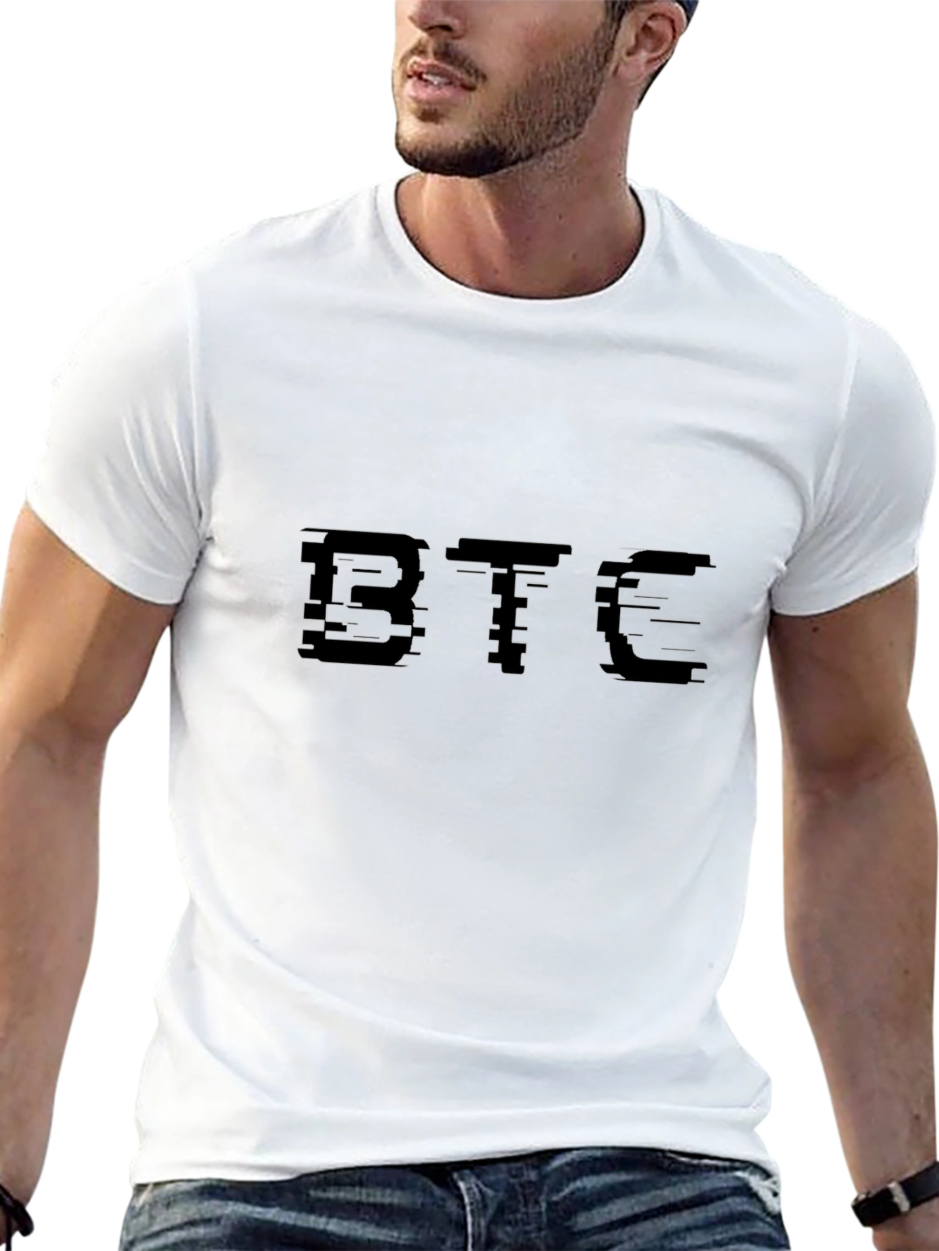 BTC Crypto Glitch Black T-Shirt - Bitcoin Cryptocurrency Tee