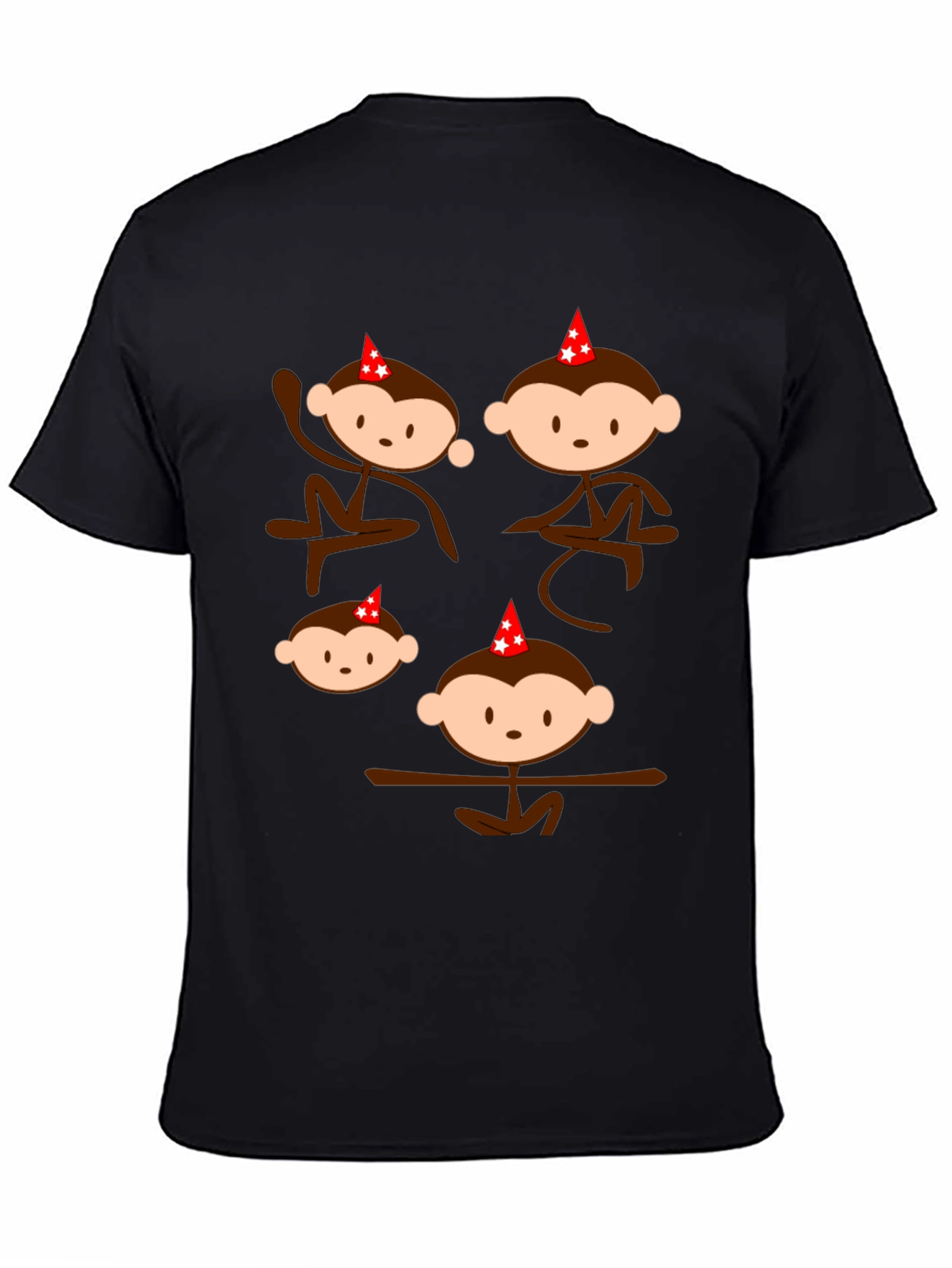 Monkey Party Tee - Fun Black Graphic T-Shirt