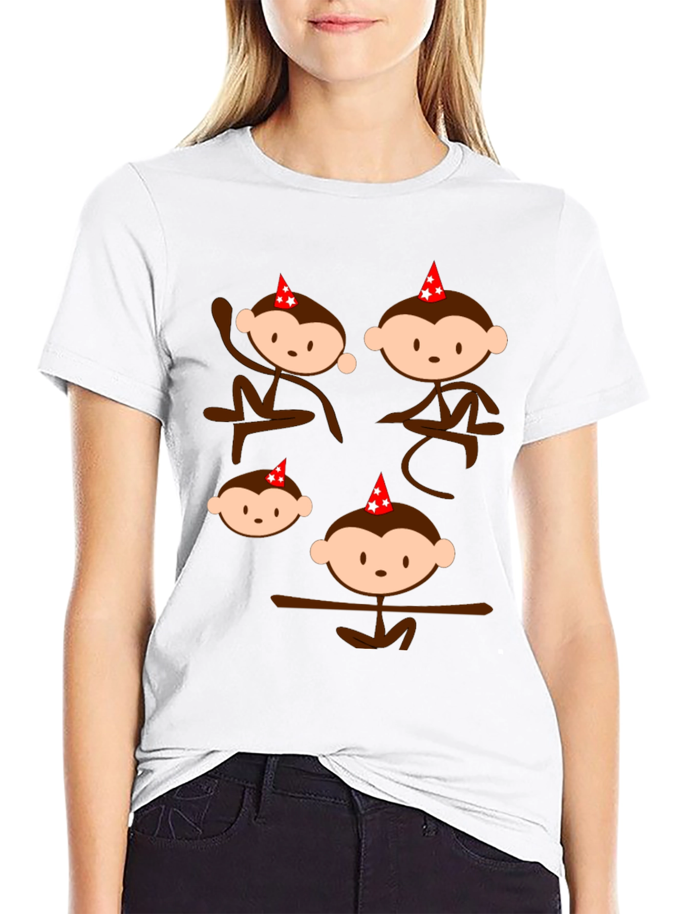 Monkey Party Tee - Fun Black Graphic T-Shirt