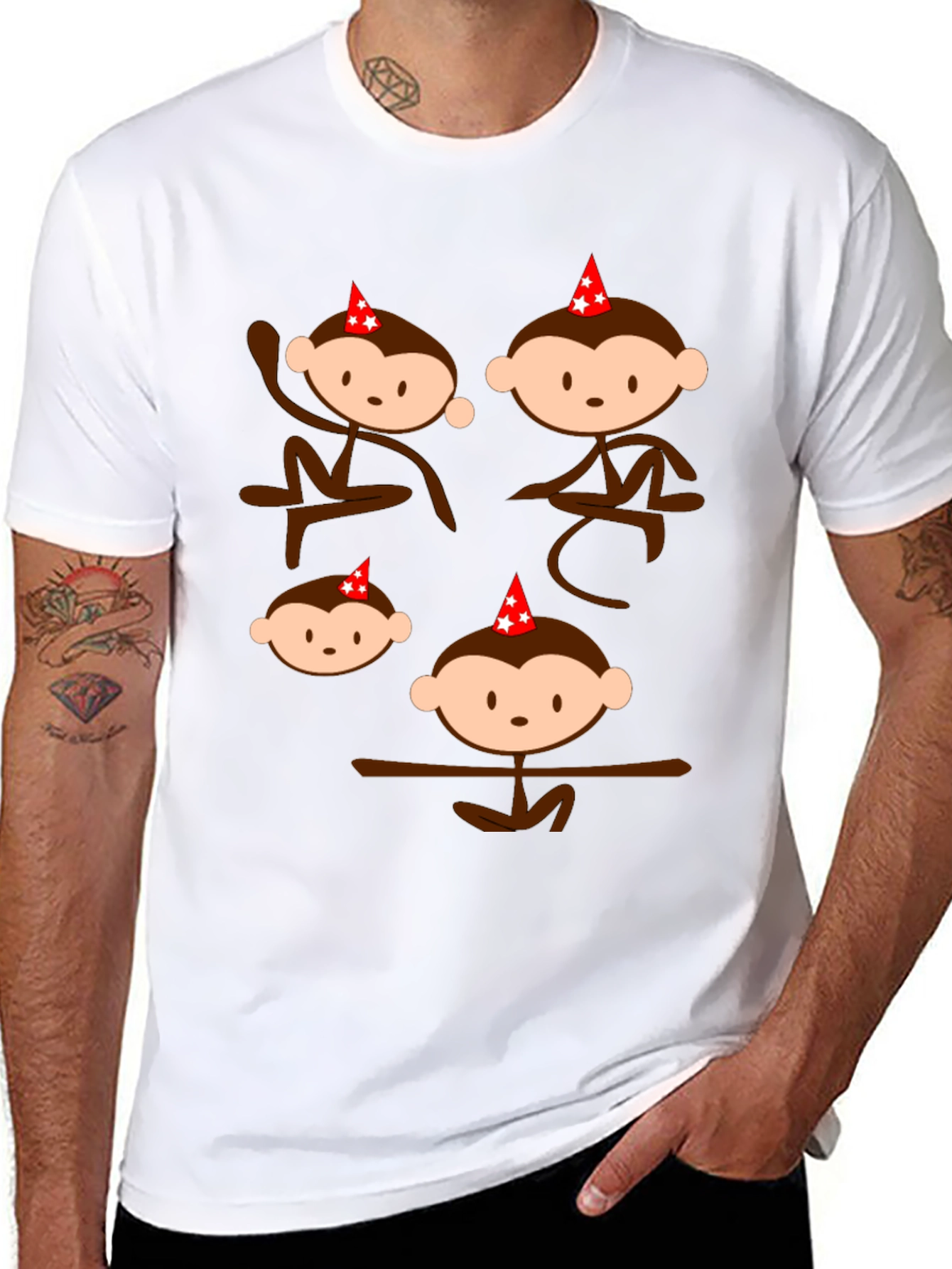 Monkey Party Tee - Fun Black Graphic T-Shirt