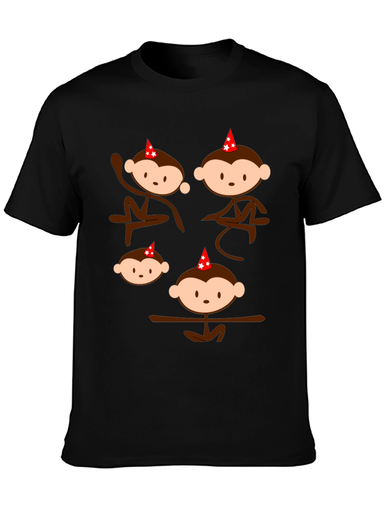Monkey Party Tee - Fun Black Graphic T-Shirt