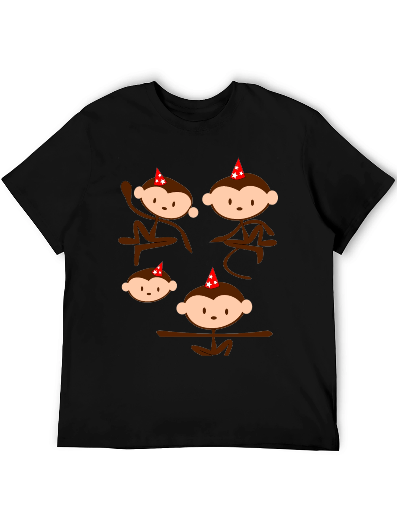 Monkey Party Tee - Fun Black Graphic T-Shirt