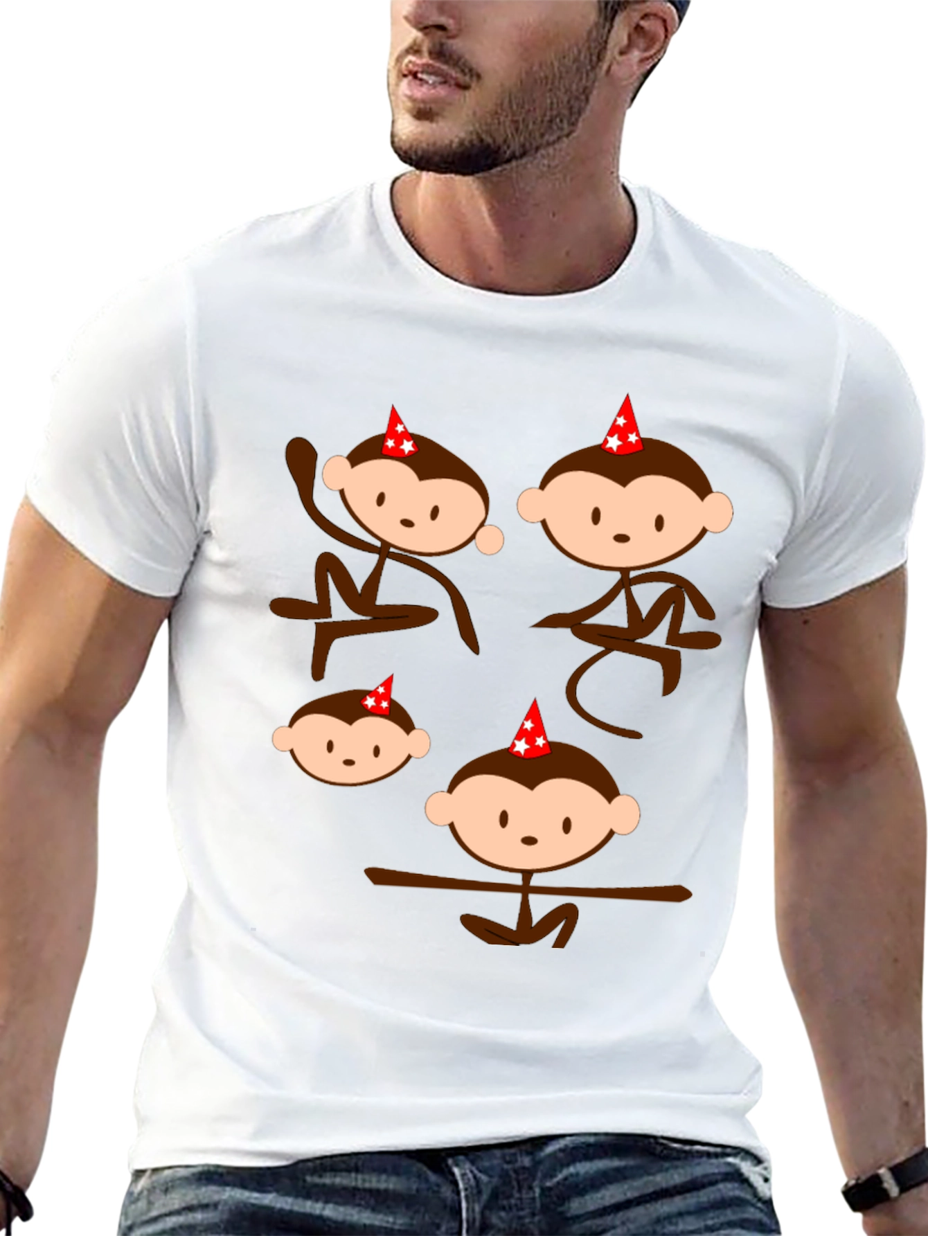 Monkey Party Tee - Fun Black Graphic T-Shirt