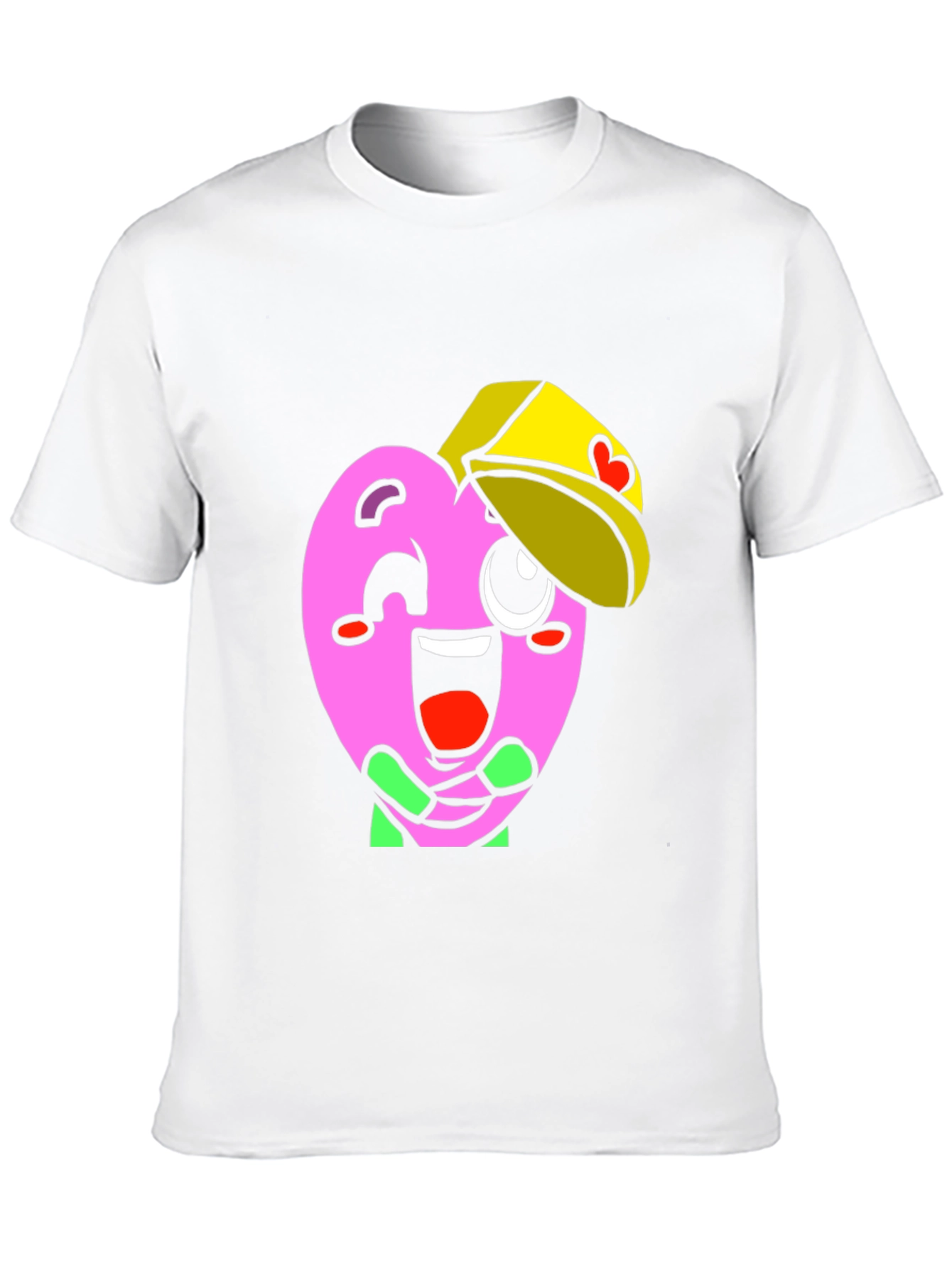 Heart Character Graphic Tee - Fun Black T-Shirt
