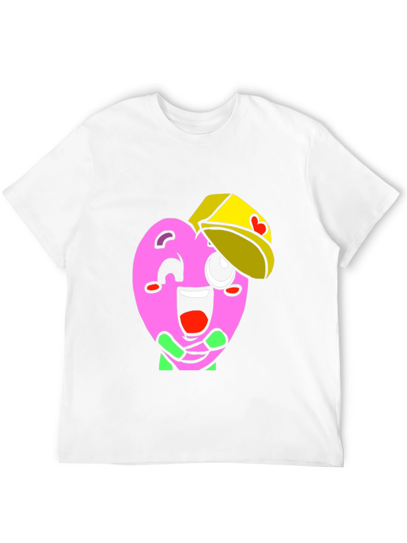 Heart Character Graphic Tee - Fun Black T-Shirt