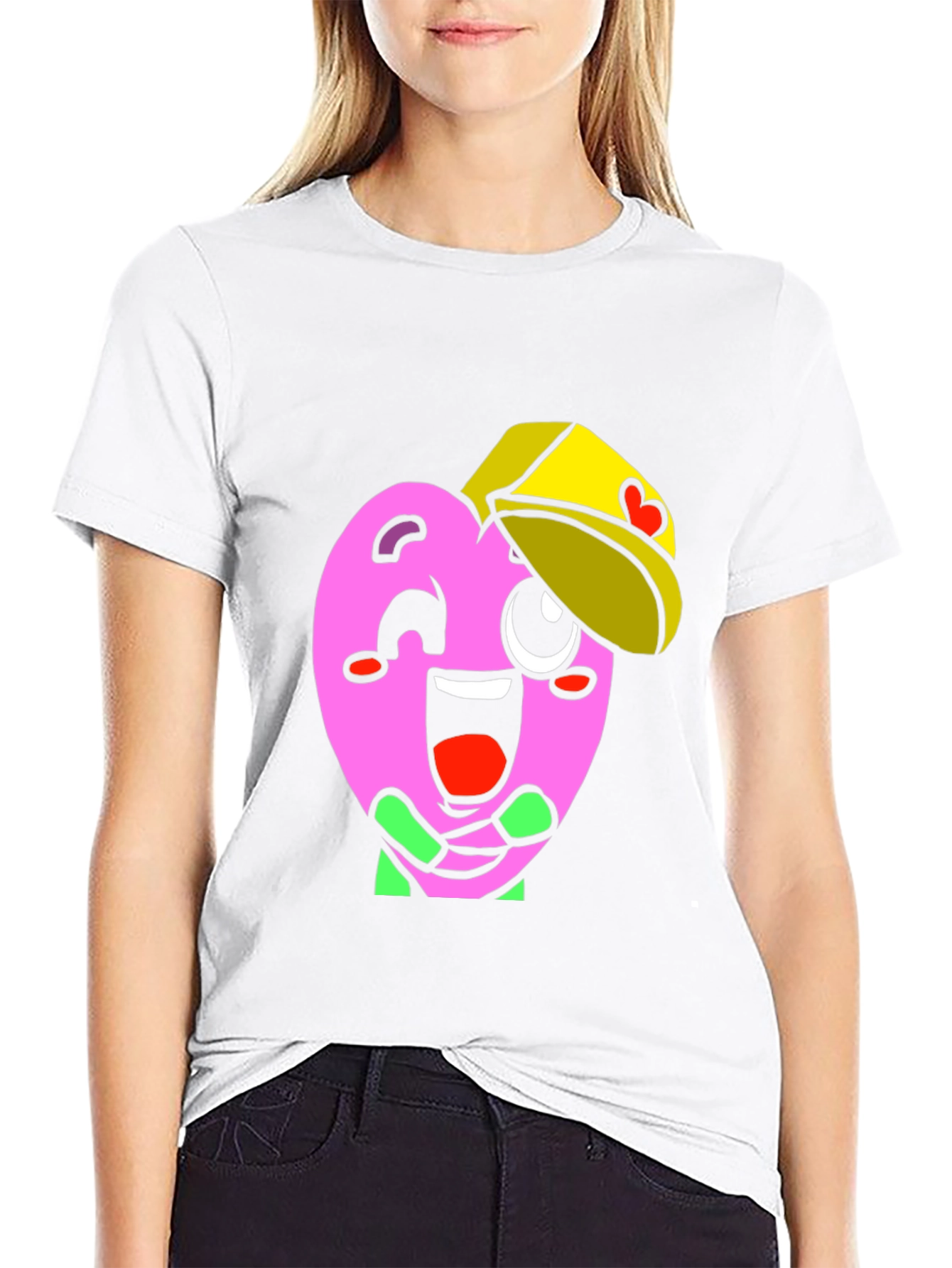 Heart Character Graphic Tee - Fun Black T-Shirt