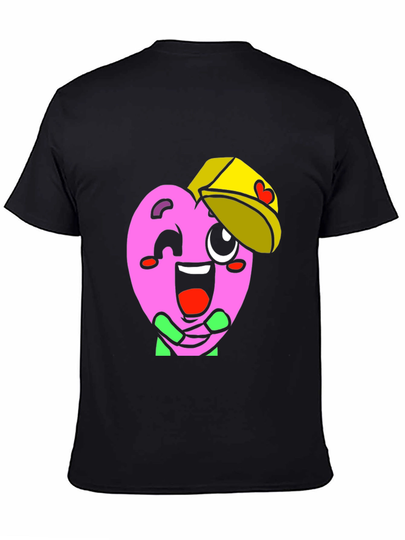 Heart Character Graphic Tee - Fun Black T-Shirt
