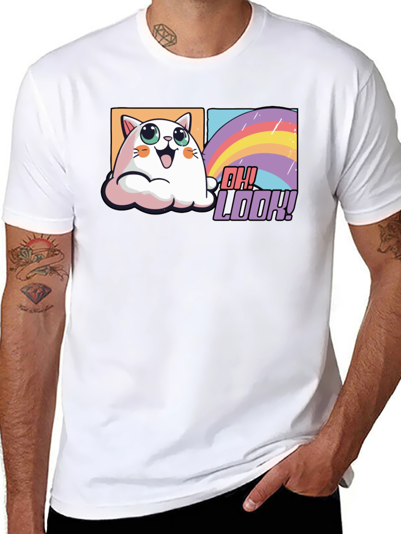 Cute Cat Rainbow T-Shirt - Oh Look!